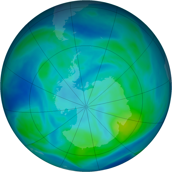 Antarctic ozone map for 05 March 2006